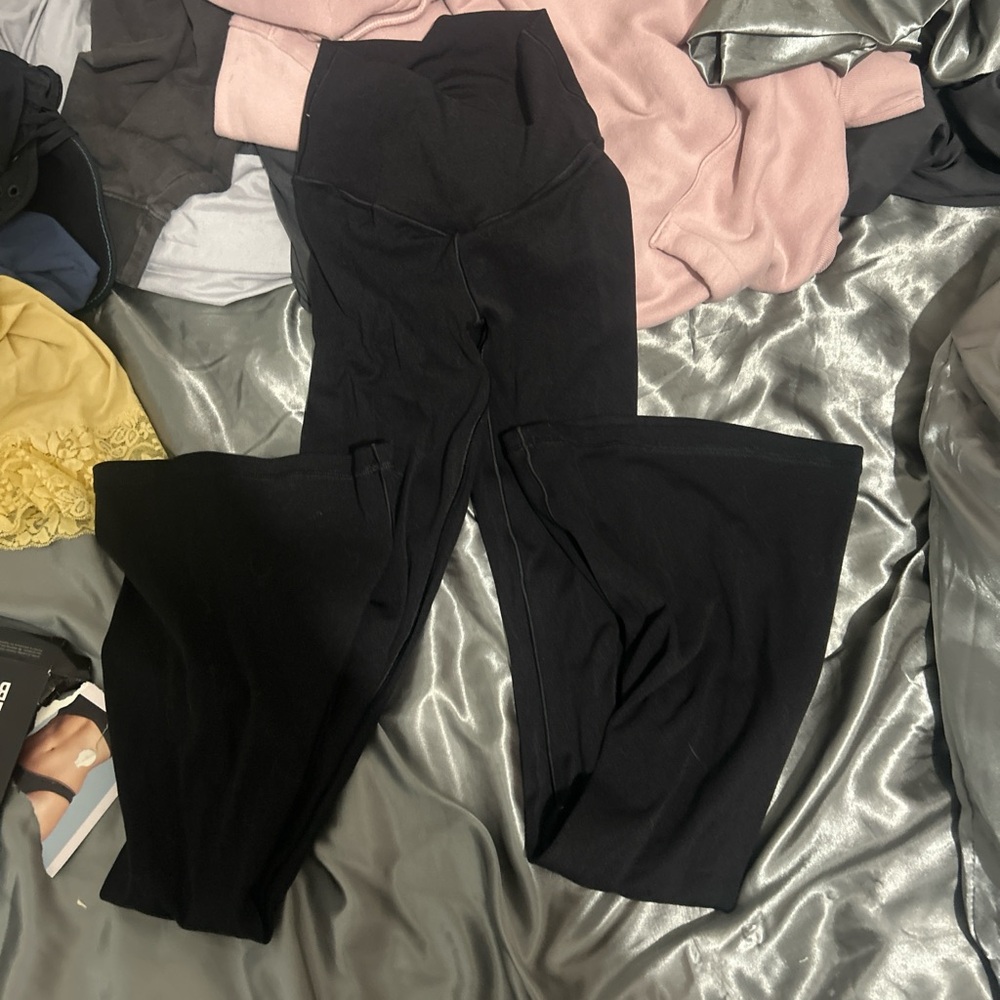 High-Waisted Black Flare Leggings